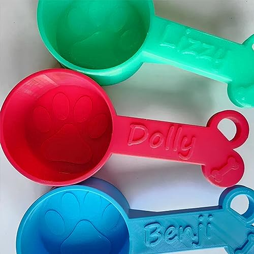 Personalized Name Dog Scoop, Custom Pet Food Measuring Cup 3D Print Pet Paw Design Kibble Scooper Food Dispenser Food-Grade Pet Food Feeding Scoop Dishwasher Safe (Style 2)