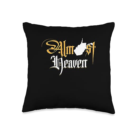 Almost Heaven West Virginia Map USA State Gift Almost Heaven | West Virginia Map | USA American State Throw Pillow, 16x16, Multicolor