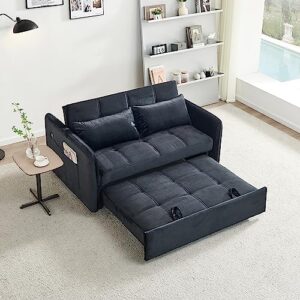 yunlife&home modern upholstered futon loveseat sofa convertible to sleeper sofá bed,love seat chaise lounge couch chair 2 seaters with adjustable backrest for living room apartment small space