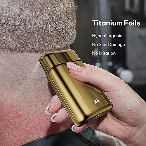 AidallsWellup Foil Shavers Men: All-Metal Housing Foil Shaver Electric Razor Electric Shavers Maquina De Afeitar para Hombre Shaving Machines Barber Shaver Foil Razor Golden Dualfoil POWERFOILPRO X2