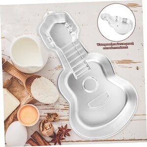 Housoutil 1pc Cake Mold Dessert Molds Pan Guitar Cake Molds Mini Candy Pizza Home Tools Baking Mold for Home Creative Baking Mold Bread Pan Aluminum Alloy Ghost Silver Self Made