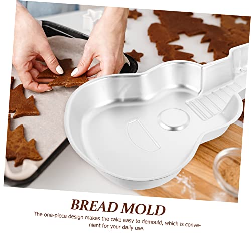 Housoutil 1pc Cake Mold Dessert Molds Pan Guitar Cake Molds Mini Candy Pizza Home Tools Baking Mold for Home Creative Baking Mold Bread Pan Aluminum Alloy Ghost Silver Self Made
