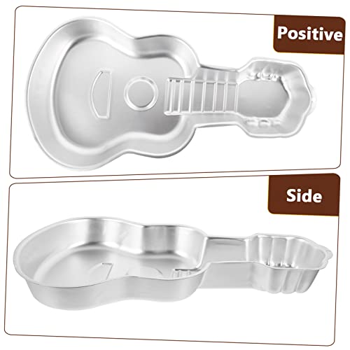 Housoutil 1pc Cake Mold Dessert Molds Pan Guitar Cake Molds Mini Candy Pizza Home Tools Baking Mold for Home Creative Baking Mold Bread Pan Aluminum Alloy Ghost Silver Self Made