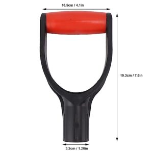 DShaped Shovel Handle, Ergonomic Reusable 32mm Inner Diameter Multifunctional Shovel Handle Replacement Handle for Snow Shovel (Red Black)