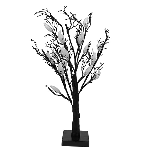 OSALADI 1pc Halloween Ghost Lights LED Decor Home Decoration Black Table Lamp Spooky Tree Glittered Creepy Table Lamp Birch Tree Battery Operated Stimulative Halloween Lights Night Light