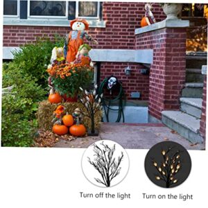 OSALADI 1pc Halloween Ghost Lights LED Decor Home Decoration Black Table Lamp Spooky Tree Glittered Creepy Table Lamp Birch Tree Battery Operated Stimulative Halloween Lights Night Light