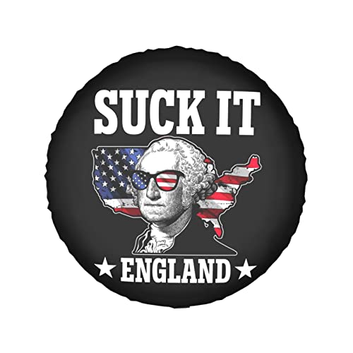 Suck It England George Washington 1776 Spare Tire Cover Wheel Protectors Weatherproof Universal Trailer Rv SUV Truck and Many Vehicle Camper Accessories