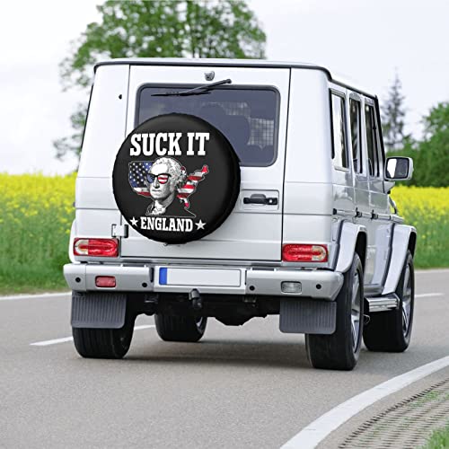 Suck It England George Washington 1776 Spare Tire Cover Wheel Protectors Weatherproof Universal Trailer Rv SUV Truck and Many Vehicle Camper Accessories