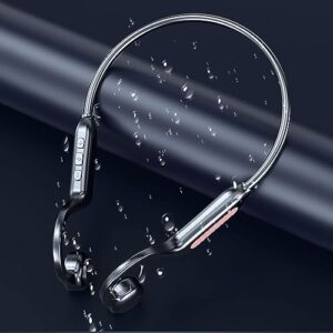 wireless bluetooth 5.3 bone conduction headset with microphone - waterproof swimming sports noise canceling stereo - bendable earbud open headset
