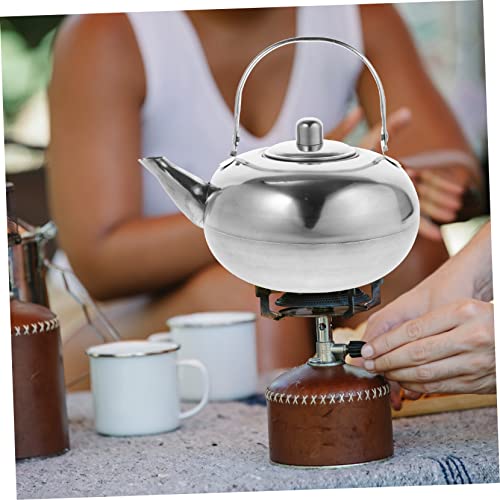 Tea Kettle 1pc Household Teakettle Grip Classic Round Drink Spout Cookware Large Belly Infuser Hiking Teapot X Travel with Maker Backing Induction Practical Stainless Gas Tea Pot tea (Color : Silver