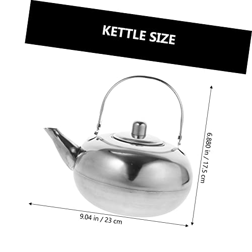 Tea Kettle 1pc Household Teakettle Grip Classic Round Drink Spout Cookware Large Belly Infuser Hiking Teapot X Travel with Maker Backing Induction Practical Stainless Gas Tea Pot tea (Color : Silver