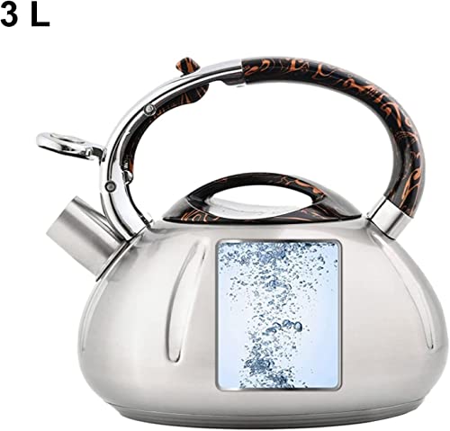 Stovetop Tea Kettle Whistling Teapot Tea Kettle 3L Stainless Steel Whistling Tea Kettle Teapot Make Tea Boil Water Blew Coffee for Induction Cooker Gas Stove Stove Top Kettle Tea Pot teapot