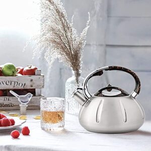 Stovetop Tea Kettle Whistling Teapot Tea Kettle 3L Stainless Steel Whistling Tea Kettle Teapot Make Tea Boil Water Blew Coffee for Induction Cooker Gas Stove Stove Top Kettle Tea Pot teapot