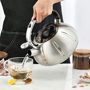 Stovetop Tea Kettle Whistling Teapot Tea Kettle 3L Stainless Steel Whistling Tea Kettle Teapot Make Tea Boil Water Blew Coffee for Induction Cooker Gas Stove Stove Top Kettle Tea Pot teapot