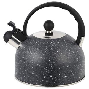 stovetop whistling tea kettle teapot stainless steel water kettle boiling kettle with cool grip ergonomic handle for home outdoor kitchen 2.5l black teapot (color : black)