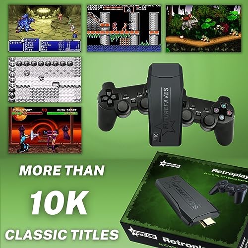 Retroplay- an All in One Retro Gaming Experience, Retro Play Game Console, Retro Play Game Stick, Retro Wand Classic Games,Retro Plug and Play Video Games for TV, 10000+ Games, 4K HDMI +2 Gamepads