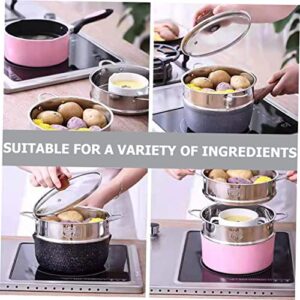 RUNROTOO stainless steel steamer food steamers sticky rice steamer stainless steel cooking utensils food steamer metal steaming basket steamer saucepans Buns Steamer Steaming Tool tray