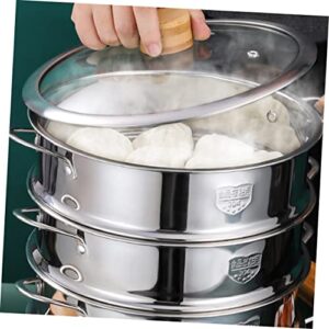 RUNROTOO stainless steel steamer food steamers sticky rice steamer stainless steel cooking utensils food steamer metal steaming basket steamer saucepans Buns Steamer Steaming Tool tray