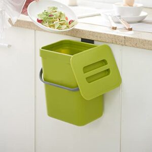 small kitchen compost bin 3l with flip top lid for household countertop (green)