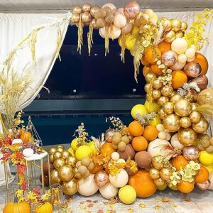 fall thanksgiving party decorations,150pcs orange balloon garland arch kit burnt orange brown yellow blush balloon for autumn harvest baby shower birthday wedding supplies decor