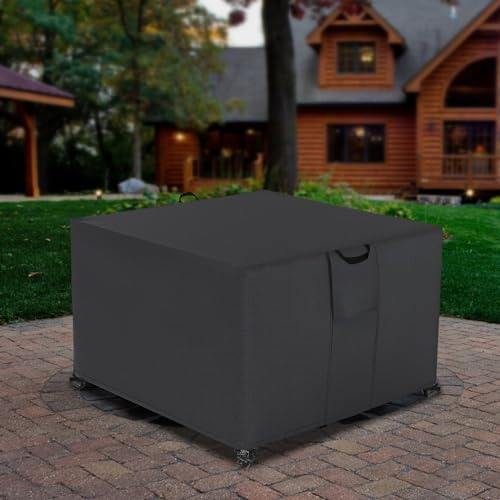 Square Firepit Patio Furniture Covers, Waterproof Outdoor Table Cover, Durable 500D Patio Fire Pit Table Cover, Outdoor Covers for Patio Furniture, 36"L x 36"W x 21"H -Black