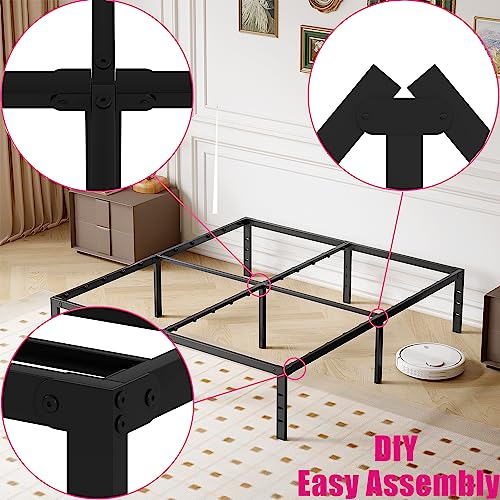 MGNO Metal Platform Bed Frame,18 Inch Queen Bed Frame No Box Spring Needed,Steel Slat Support,Simple and Atmospheric Queen Size Bed Frame