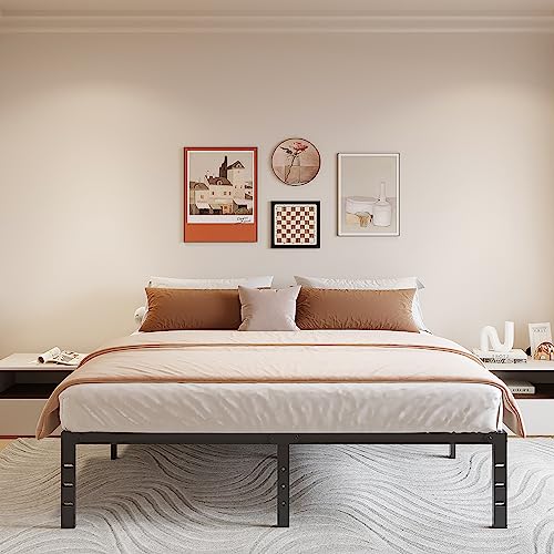 MGNO Metal Platform Bed Frame,18 Inch Queen Bed Frame No Box Spring Needed,Steel Slat Support,Simple and Atmospheric Queen Size Bed Frame