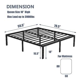 MGNO Metal Platform Bed Frame,18 Inch Queen Bed Frame No Box Spring Needed,Steel Slat Support,Simple and Atmospheric Queen Size Bed Frame