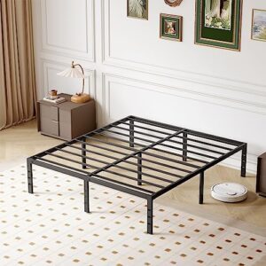 MGNO Metal Platform Bed Frame,18 Inch Queen Bed Frame No Box Spring Needed,Steel Slat Support,Simple and Atmospheric Queen Size Bed Frame