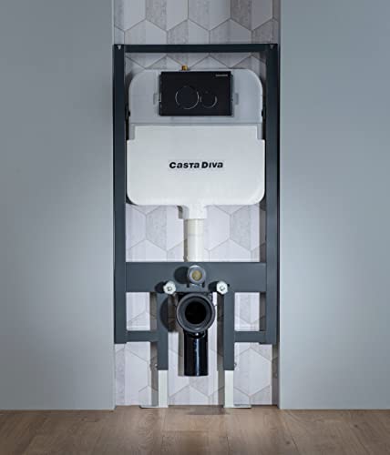 Casta Diva In-Wall Toilet Combo Set Incl. Wall Hung Toilet Bowl and Seat, Toilet Tank and Carrier System, For 2x4 / 2x6 Studs