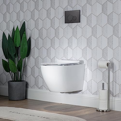 Casta Diva In-Wall Toilet Combo Set Incl. Wall Hung Toilet Bowl and Seat, Toilet Tank and Carrier System, For 2x4 / 2x6 Studs