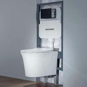 casta diva in-wall toilet combo set incl. wall hung toilet bowl & seat, wall tank and carrier system, for 2x4 / 2x6 studs