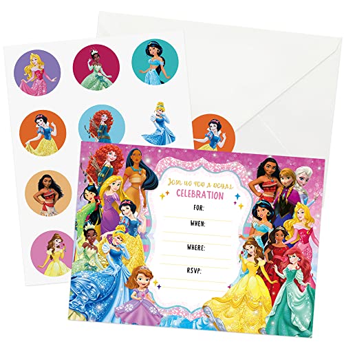 Poewodgs 20 Invitations Princess Invitation Cards Girl Party Supplies Birthday Invites with Envelopes