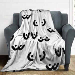lightweight flannel blanket for men boys, compatible with funny boobs breast white, small large warmer fall throw blanket, cute fleece blanket for couch bed sofa chair, queen king size blankets