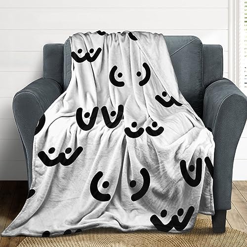 Lightweight Flannel Blanket for Men Boys, Compatible with Funny Boobs Breast White, Small Large Warmer Fall Throw Blanket, Cute Fleece Blanket for Couch Bed Sofa Chair, Queen King Size Blankets