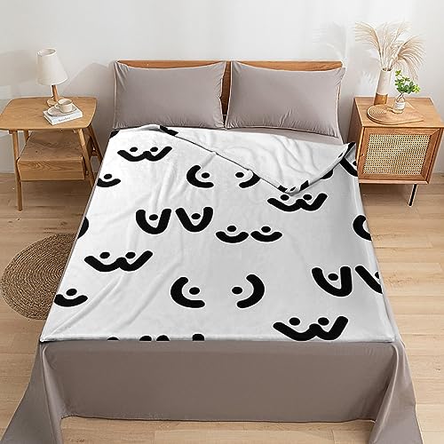 Lightweight Flannel Blanket for Men Boys, Compatible with Funny Boobs Breast White, Small Large Warmer Fall Throw Blanket, Cute Fleece Blanket for Couch Bed Sofa Chair, Queen King Size Blankets