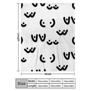 Lightweight Flannel Blanket for Men Boys, Compatible with Funny Boobs Breast White, Small Large Warmer Fall Throw Blanket, Cute Fleece Blanket for Couch Bed Sofa Chair, Queen King Size Blankets