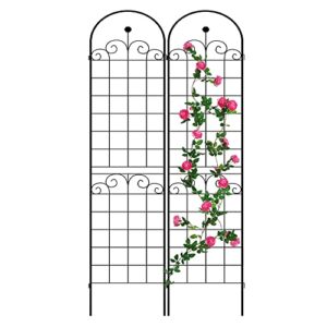 2 Pack Metal Garden Trellis for Climbing Plants Outdoor 86.7'' x 19.7'' Rustproof Plant Support Rose Trellis Netting Trellis Black