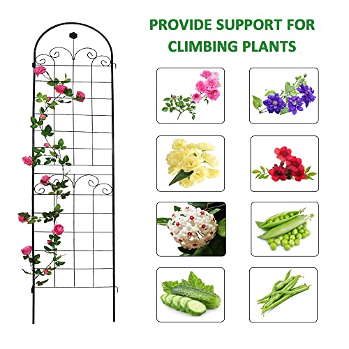 4 Pack Metal Garden Trellis for Climbing Plants Outdoor 86.7'' x 19.7'' Rustproof Plant Support Rose Trellis Netting Trellis Black