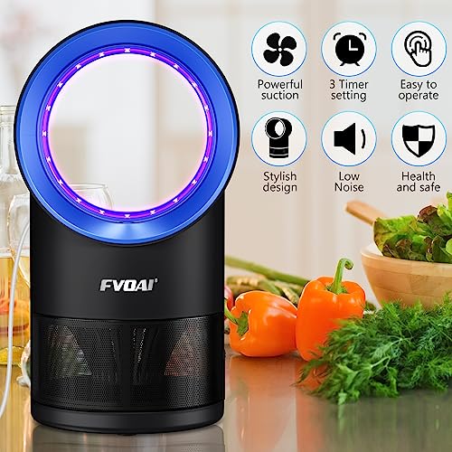 FVOAI Fly Traps Indoor for Home, Fruit Trap Indoors Bug Zapper M3 Insect with Suction, Time Setting, Light & 10 Pcs Sticky Glue Boards (Blue)