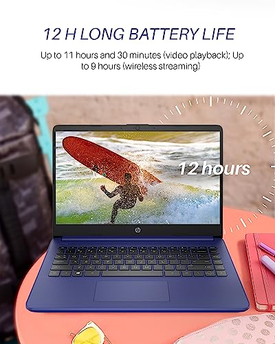 HP 2023 Newest 14" Thin and Light Laptop for Student and Business, Intel Celeron N4120, 16GB RAM, 320GB Storage (64GB eMMC+256GB Micro SD), 12H Long Battery, Win 11 Home S, Bundle with JAWFOAL