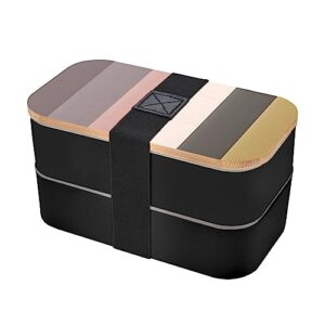 a warm and rustic colour scheme adult lunch box, bento box, with cutlery set of 3, 2 compartments, rectangular, lunch box for adults