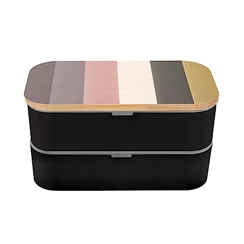 A Warm And Rustic Colour Scheme Adult Lunch Box, Bento Box, With Cutlery Set Of 3, 2 Compartments, Rectangular, Lunch Box For Adults