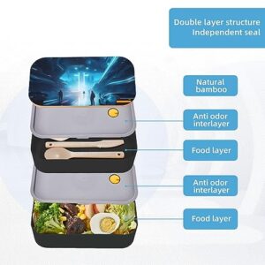 Science Fiction Future Adult Lunch Box, Bento Box, With Cutlery Set Of 3, 2 Compartments, Rectangular, Lunch Box For Adults