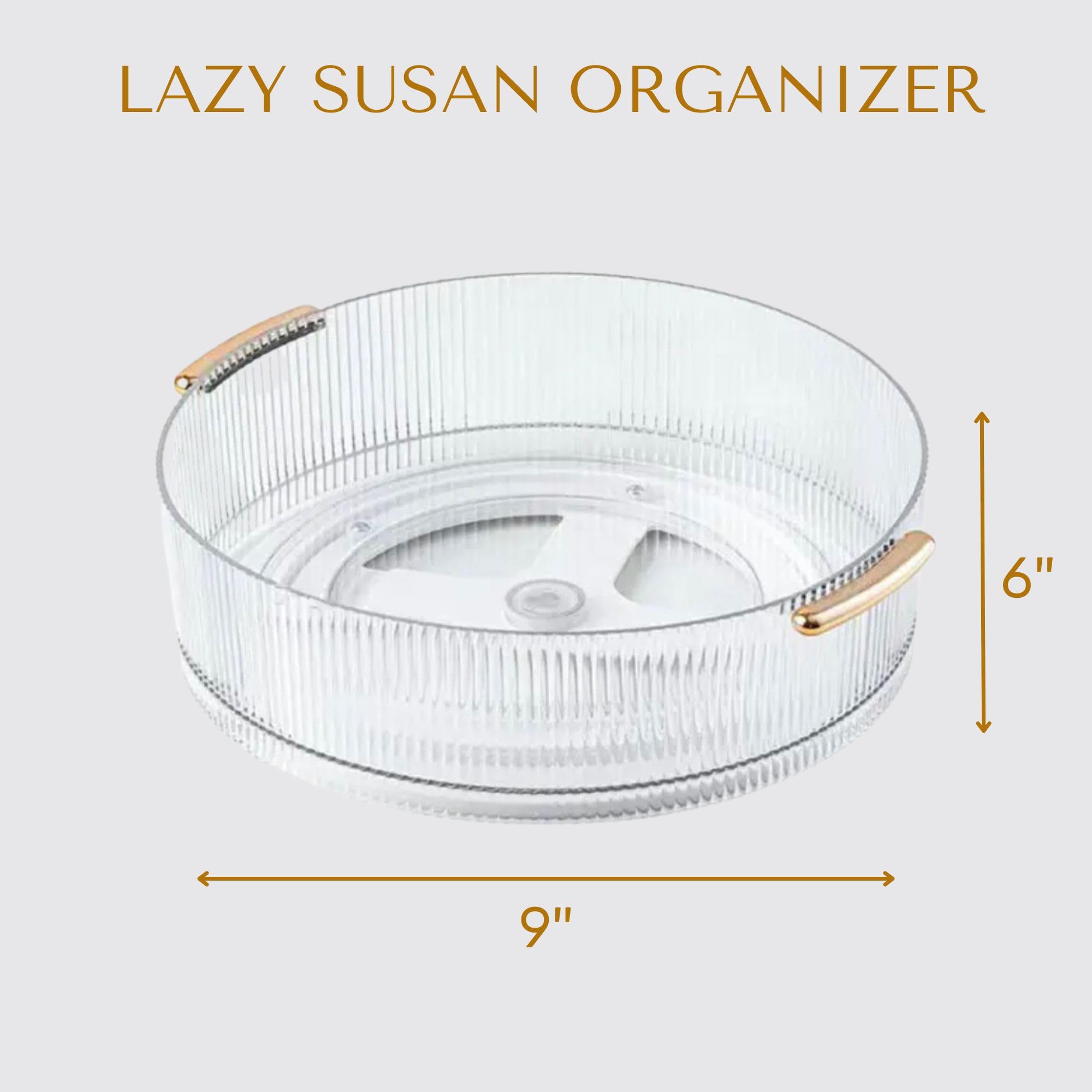 Meet Lazy Susan Organizer with Gold Non-Slip Base 360 Degree Rotating Lazy Susans for Cabinet Organizer, Refrigerator, Countertop, Makeup - Turntable for Kitchen, Pantry Sink Organizing - Spice Rack