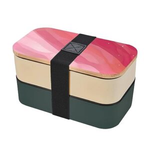 pink gradient style adult lunch box, bento box, with cutlery set of 3, 2 compartments, rectangular, lunch box for adults