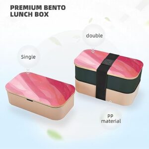 Pink Gradient Style Adult Lunch Box, Bento Box, With Cutlery Set Of 3, 2 Compartments, Rectangular, Lunch Box For Adults