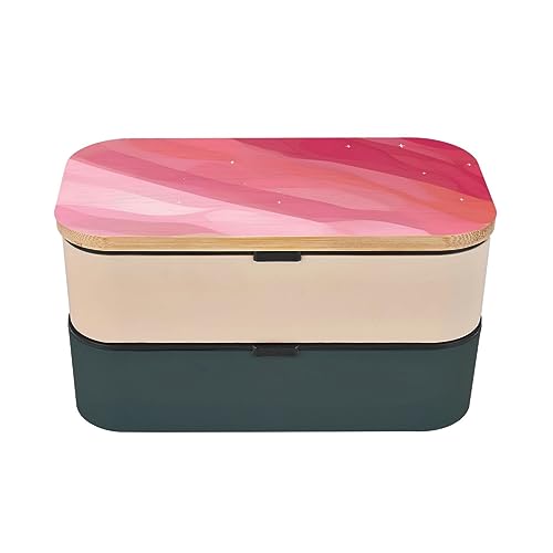 Pink Gradient Style Adult Lunch Box, Bento Box, With Cutlery Set Of 3, 2 Compartments, Rectangular, Lunch Box For Adults