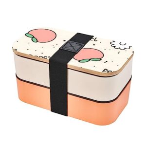 peachy cutie adult lunch box, bento box, with cutlery set of 3, 2 compartments, rectangular, lunch box for adults