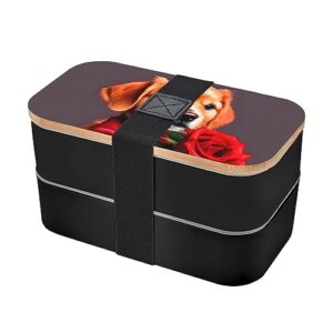 gentleman-like dog adult lunch box, bento box, with cutlery set of 3, 2 compartments, rectangular, lunch box for adults
